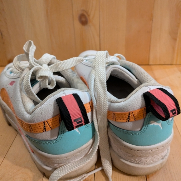 Puma White and Orange Platform Sneakers Size 4 - Picture 5 of 8